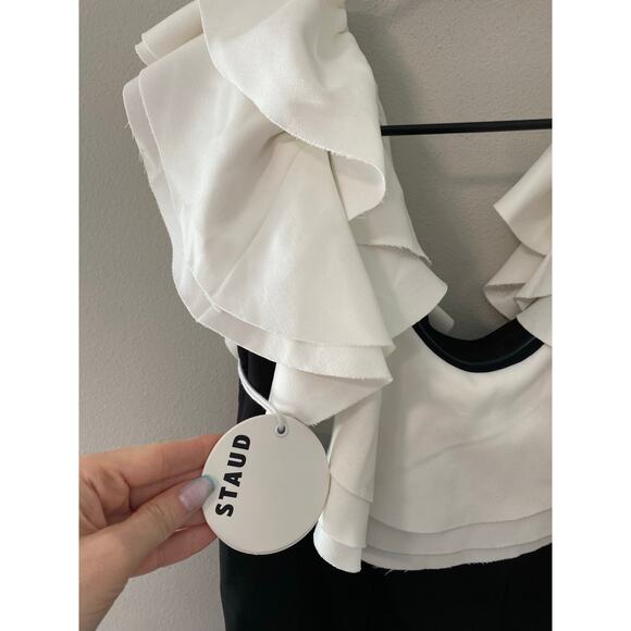 New Staud Kiara off-shoulder ruffled minidress Size 14 - Picture 5 of 5